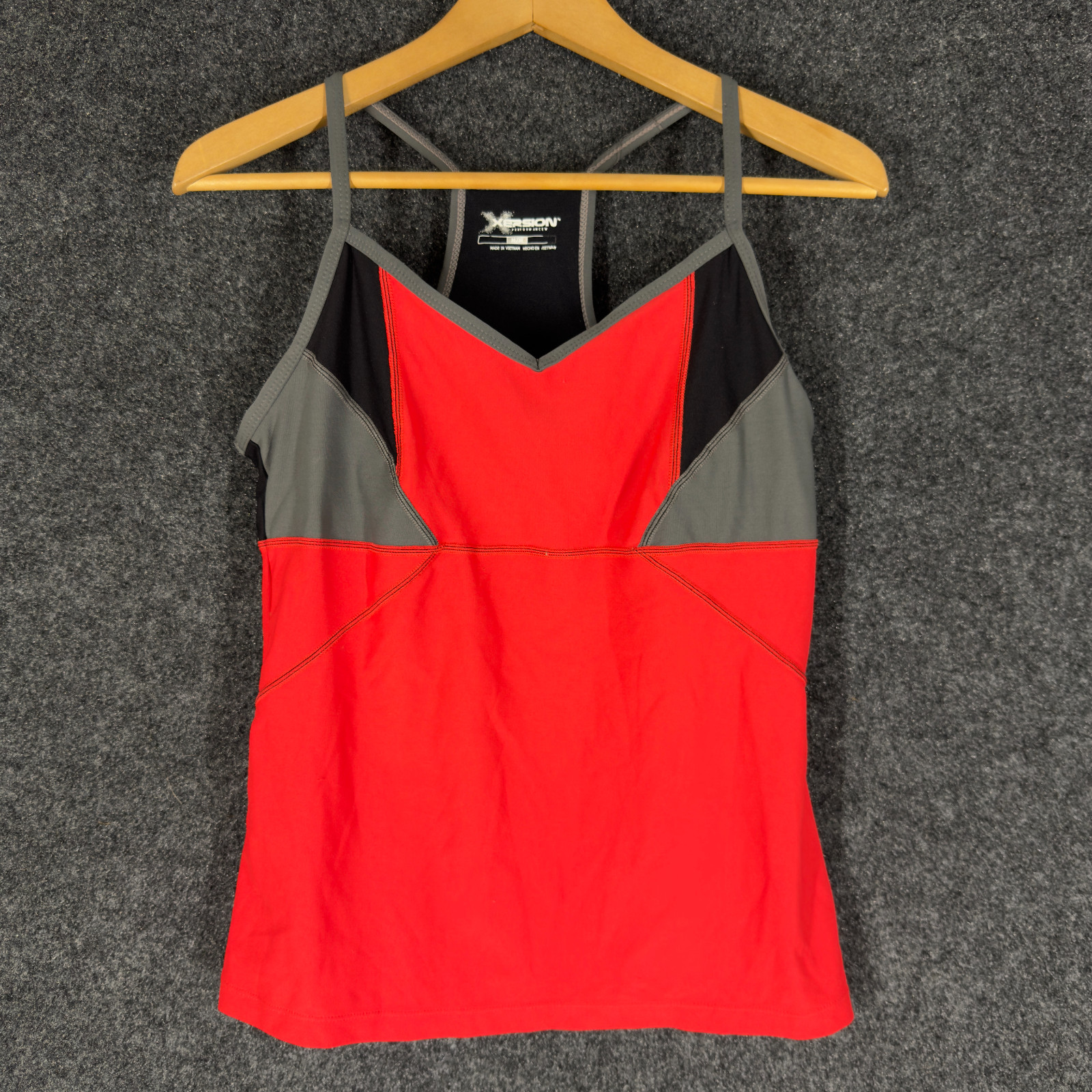 Xersion Activewear Tank Women M Medium Red Colorblock Sleeveless Racerback Lined
