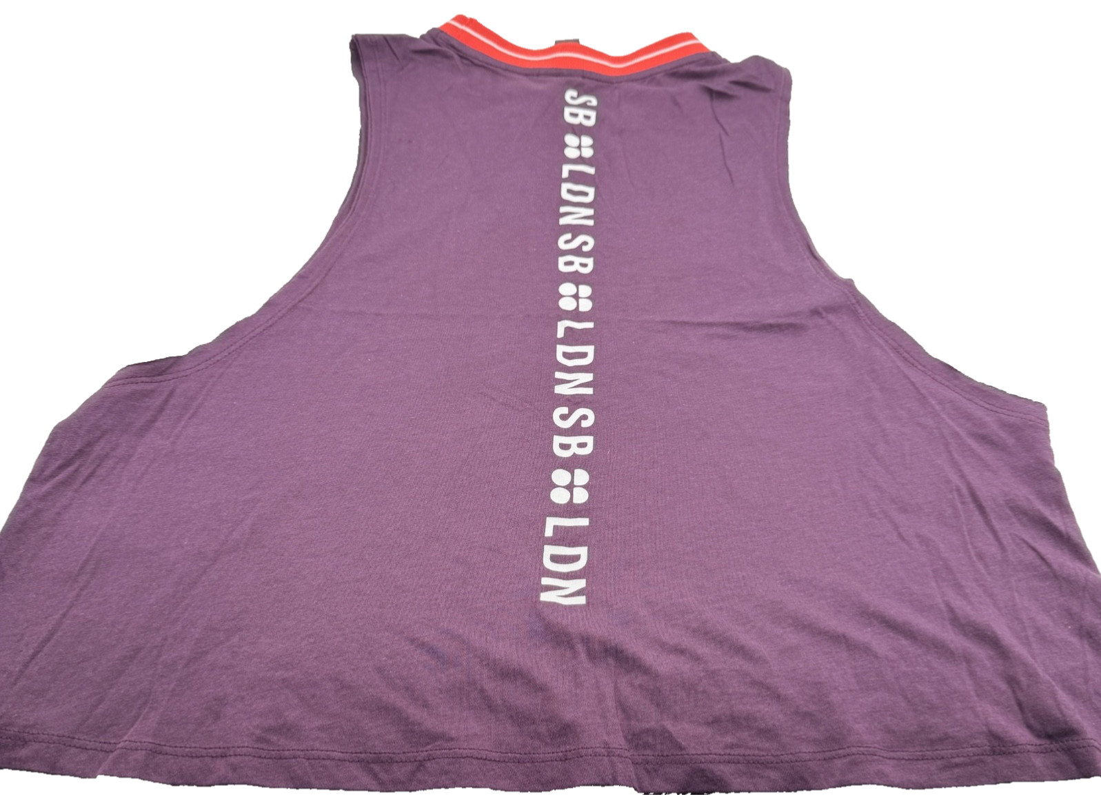 Sweaty Betty London Graphic Logo Purple Gym Fitness Tank Top logo graphic back S
