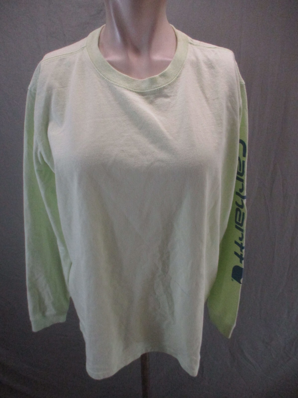 Carhartt Size L Womens Yellow 100% Cotton Crew Neck Long Sleeve Utility Top 452