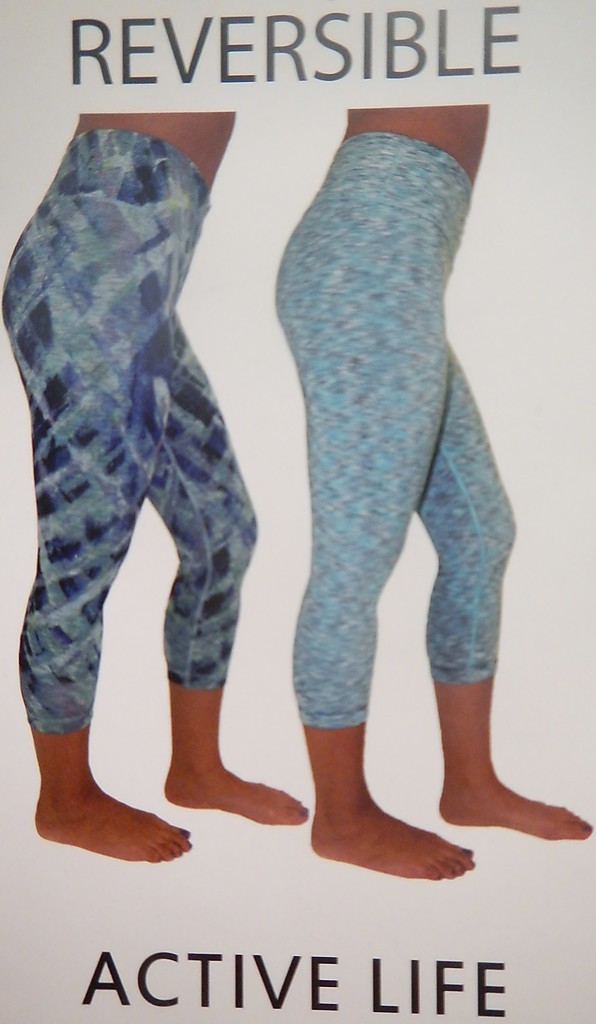 Active Life 103 Reversible Workout Yoga Capri Spandex Leggings Turquoise MSRP$78