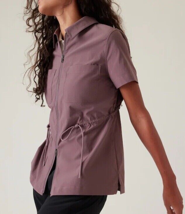 ATHLETA Advantage Cinch Tee S Small | Damask Mauve #533014 NEW