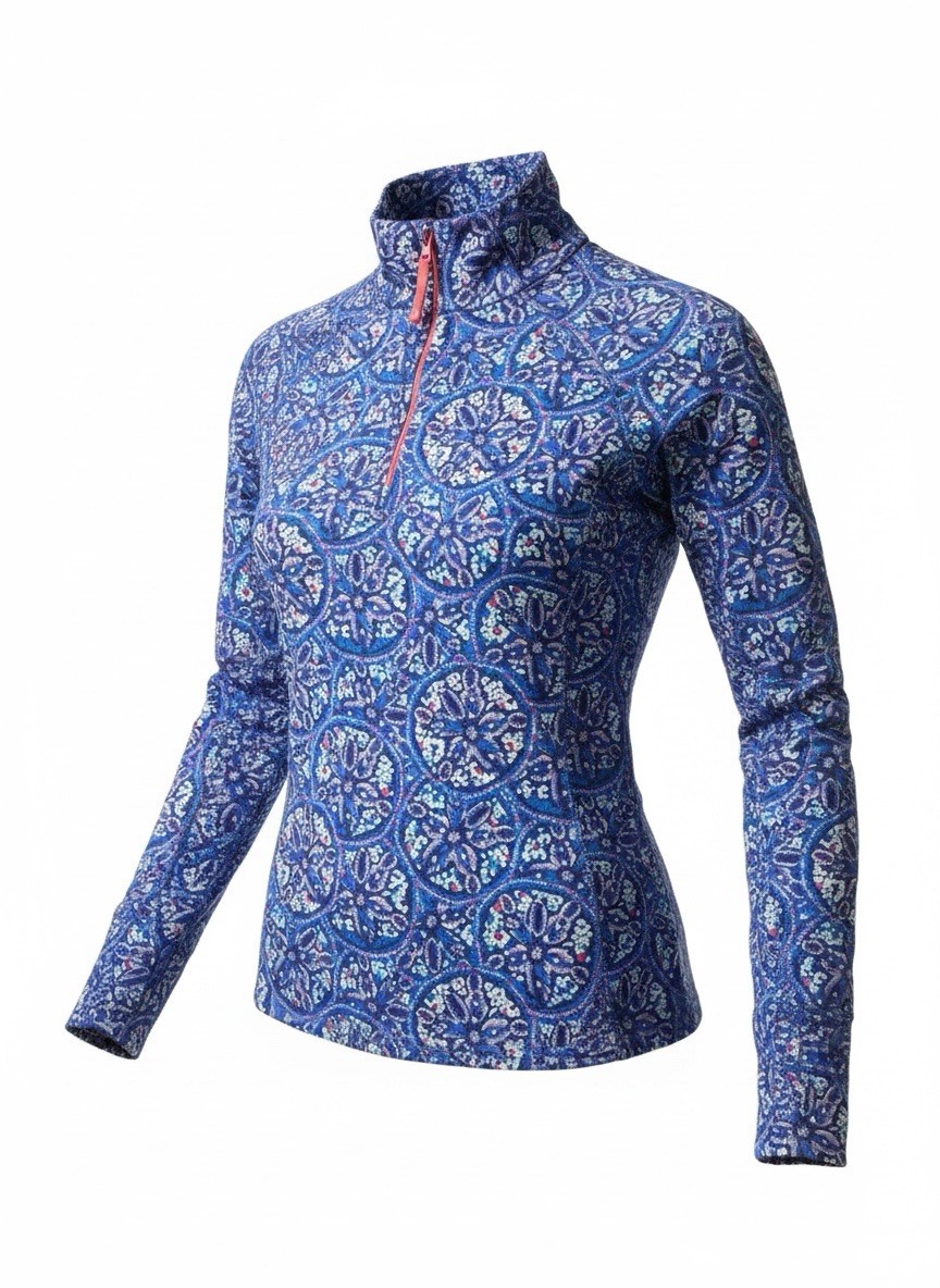 Vineyard Vines Womens Pullover Blue Pink Performance 1/4 Zip Golf Stretch Size M
