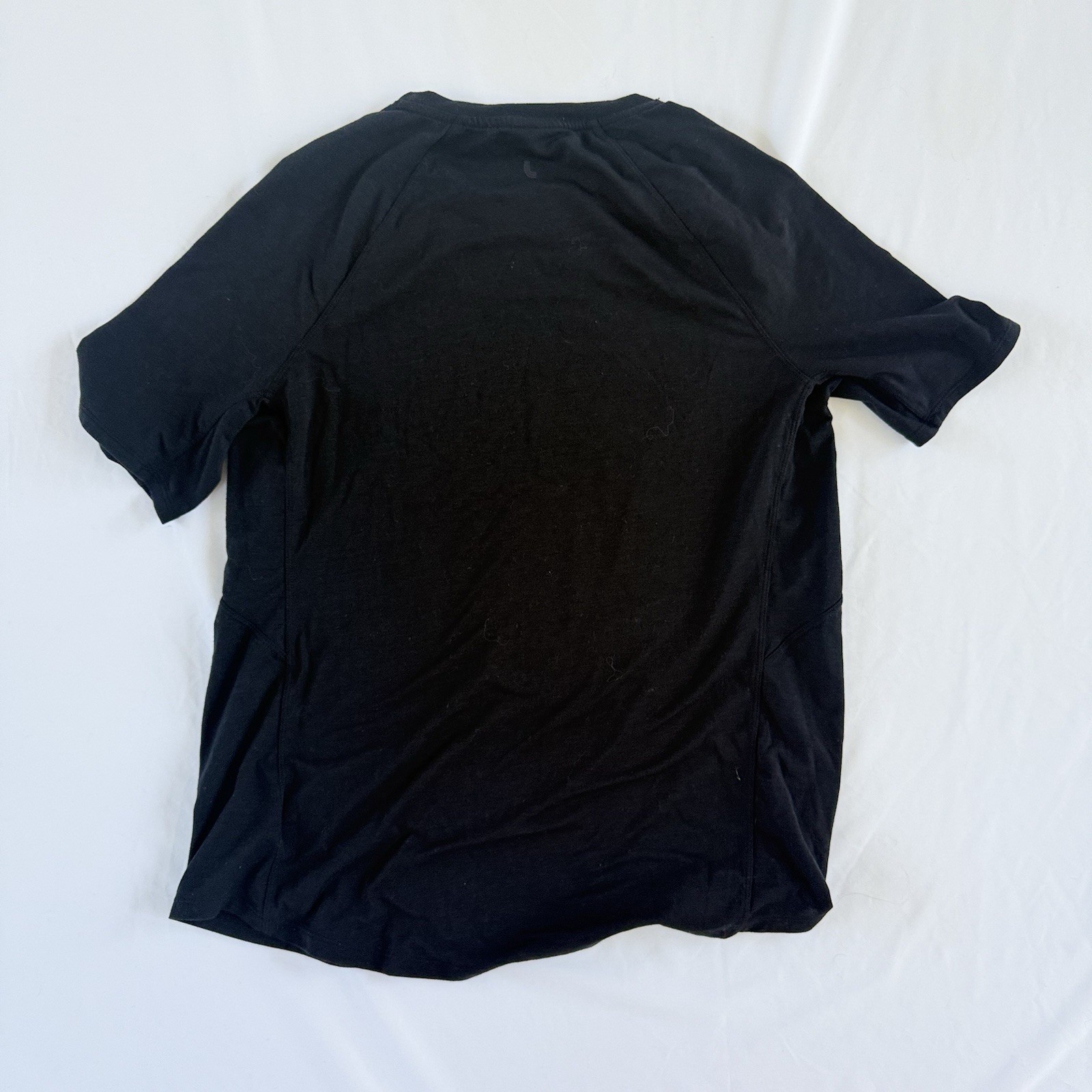 Lole Performance Wool Tee Womens Black Short Sleeve Merino Blend Raglan L Hiking