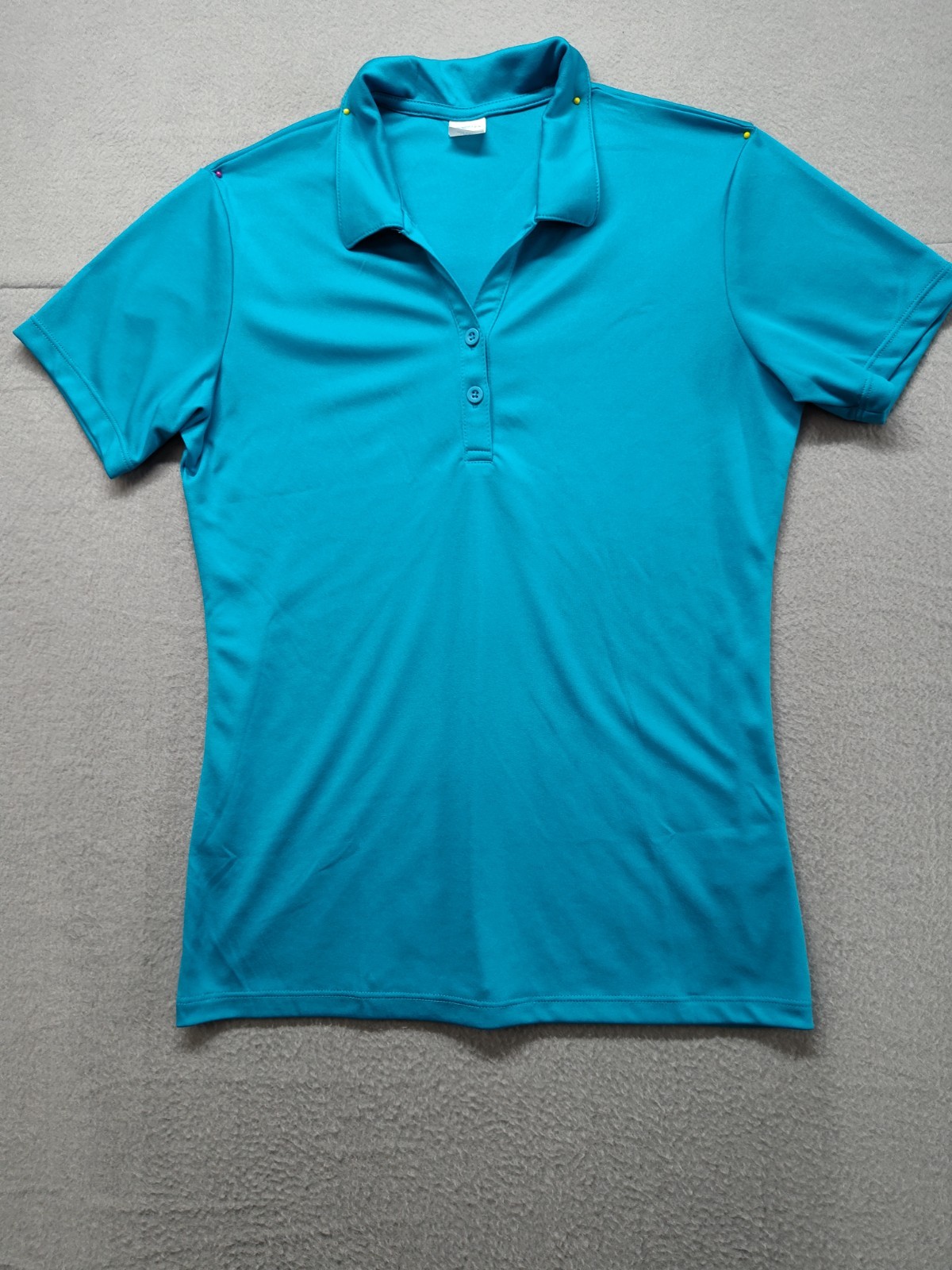 Sport Tek Women Polo Shirt XS Turquoise Button Up Moisture Wicking PosiCharge