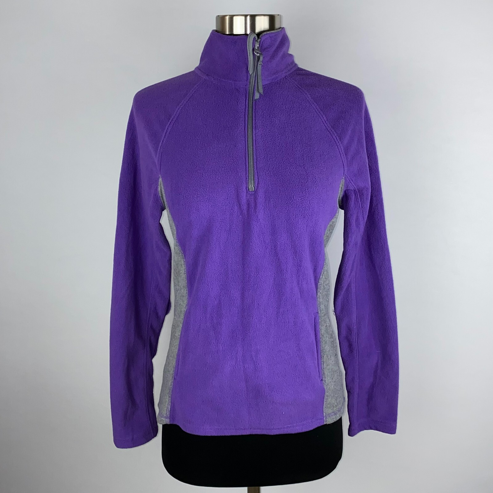 So Brand Polyester Purple Gray 1/4 Zip Popover Jacket Kangaroo Pockets