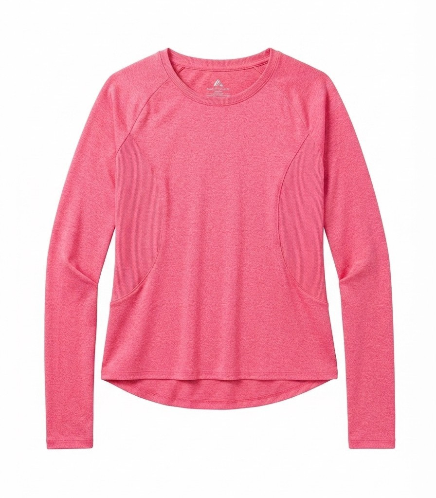RBX Women’s SP Petite Pink Crew Neck Raglan Long Sleeve Stretch Top