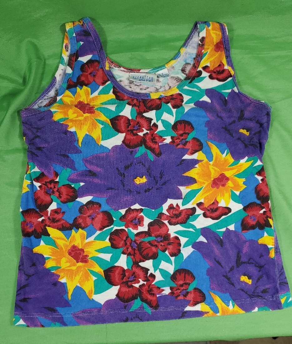 Retro Floral 80s 90s Nordstrom Active Sports Top Women’s Small Vintage Island