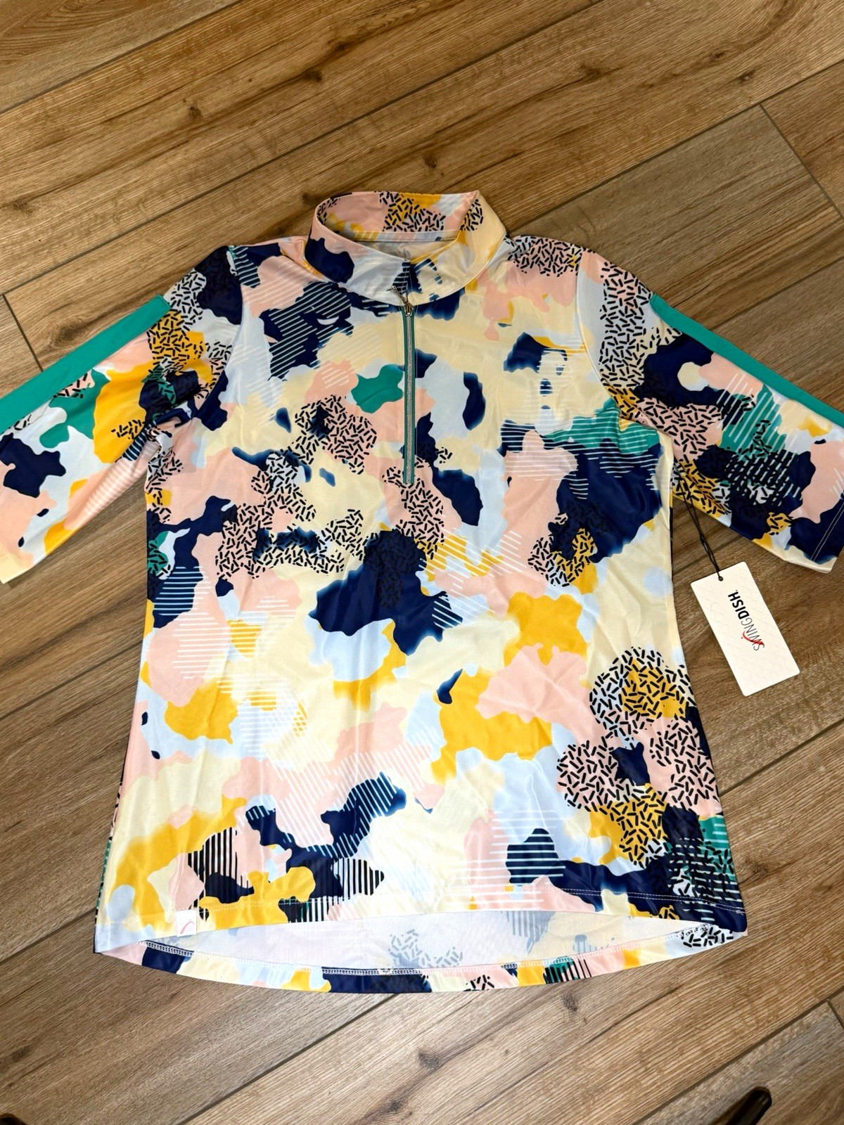 SwingDish Women’s TC 1/4 Zip Golf Pullover Abstract Print Stretch Athletic Top