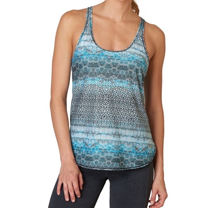 Prana Womens Tank Top Blue Geometric Medley Print Racerback Athletic Workout S