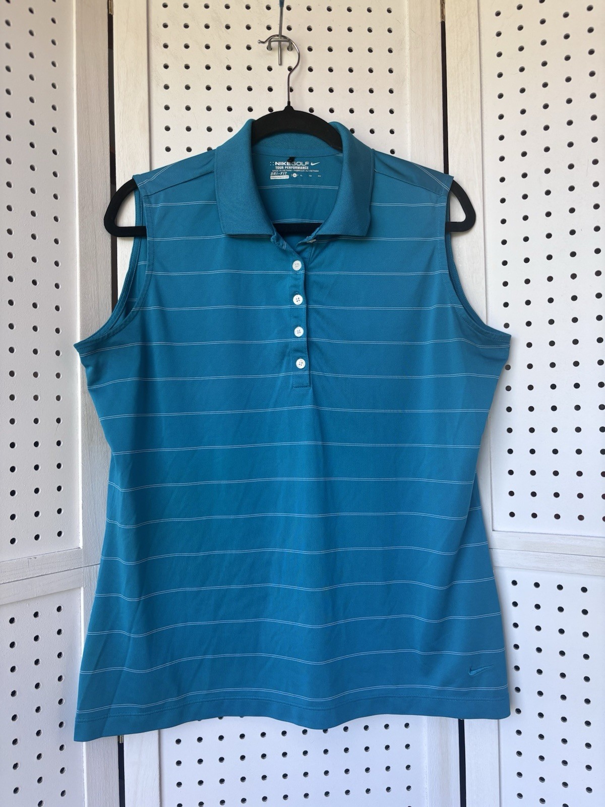 Nike Golf Tour Performance Dri Fit Polo Tank Top Women’s XL Teal Stripe