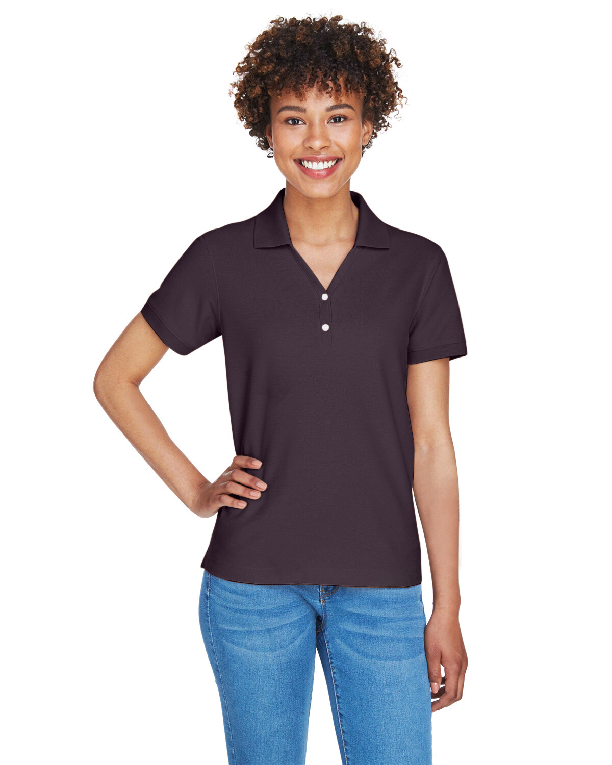 Devon & Jones Ladies’ Pima Pique Short-Sleeves Y-Collar Polo D100W XS-3XL