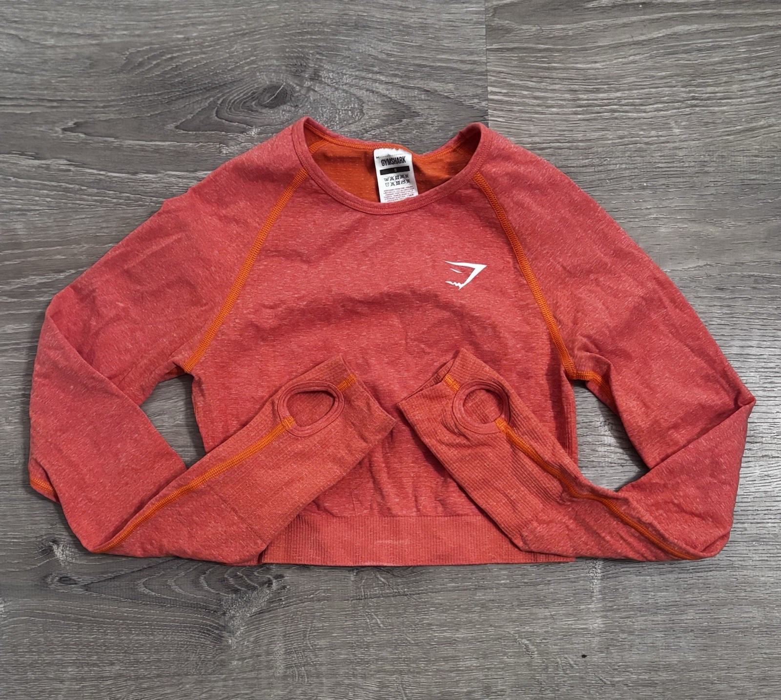 Gymshark Women’s Vital 2.0 Cropped Long Sleeve Activewear Top Red Orange Size S