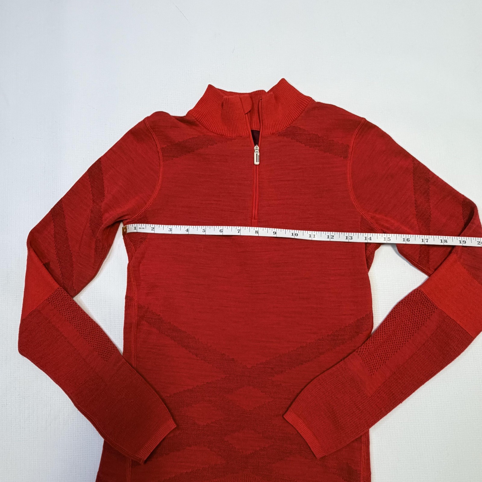 Smartwool Intraknit 200 Pullover Womens Small Red 1/4 Zip Base Layer Shirt