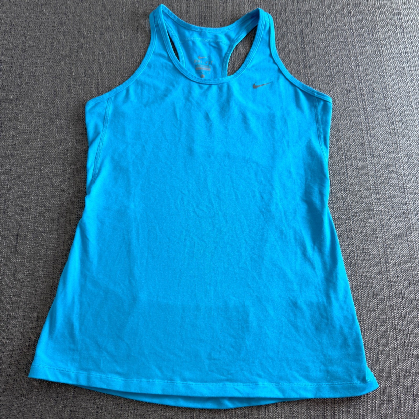 Nike Womens Dri-FIT Racerback Running Tank Top Blue Mesh Back Large L