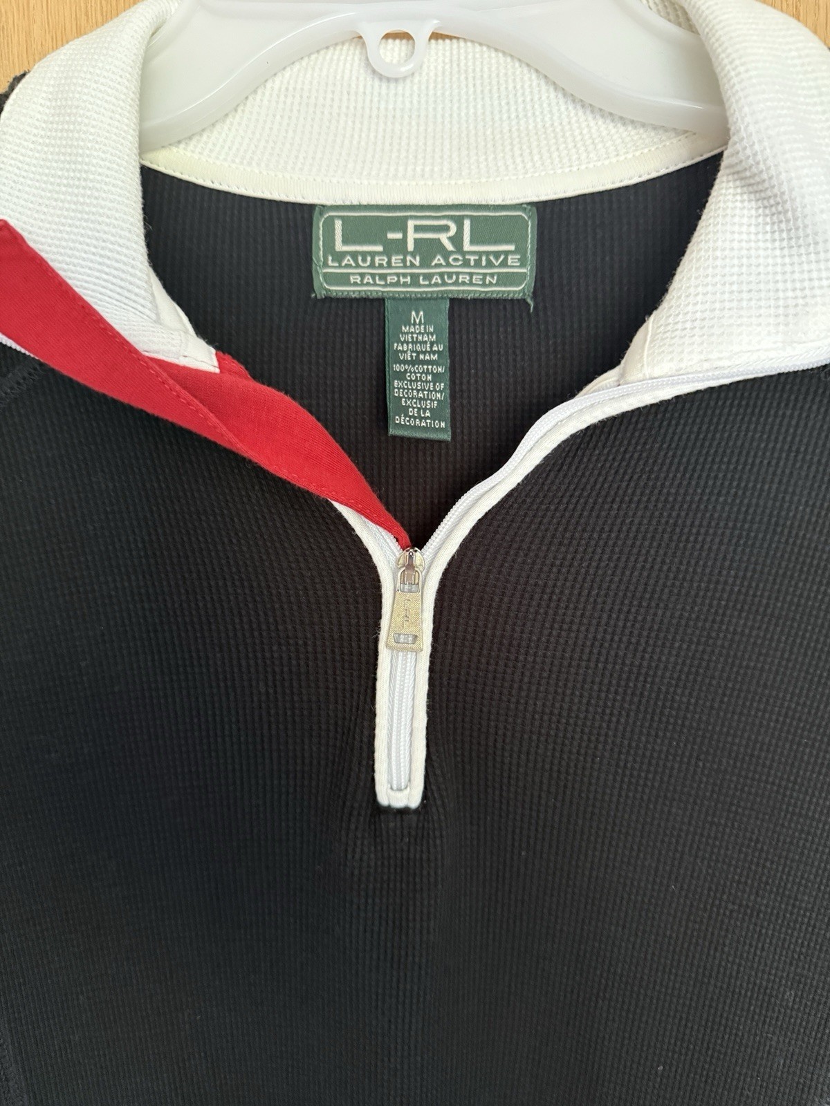 Lauren Ralph Lauren Active Pullover Black/Red/White 1/4 Zip Top Women’s L