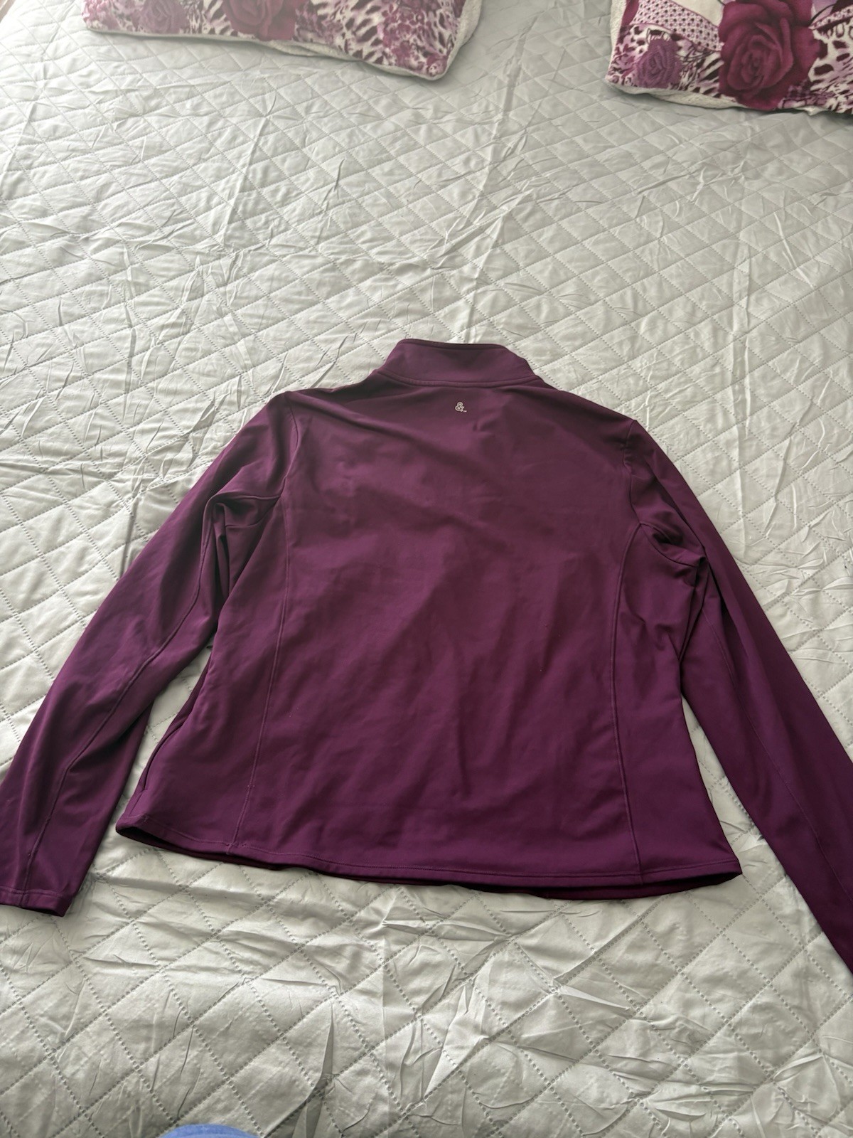 Love & Sports Women’s XXL Purple Pink White Colorblock 1/4 Zip Mock Neck Top