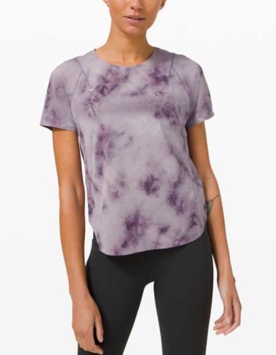 Lululemon Lightweight Run Kit Short Sleeve Sz 8 Medium M Purple Tie Dye Top