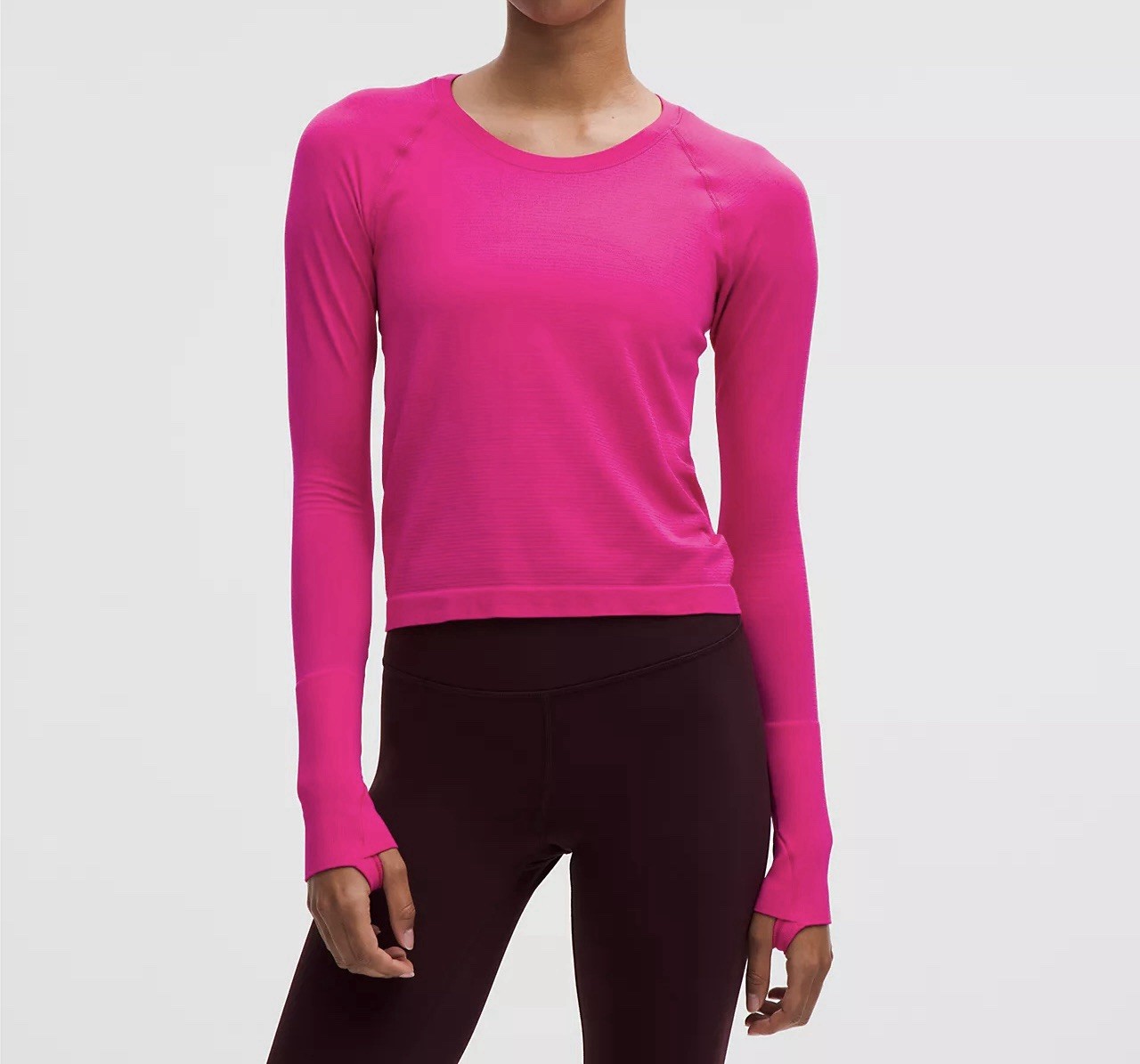 Lululemon Swiftly Tech Long Sleeve 2.0 Sonic Pink Thumbholes Top LW3HHIS Size 4