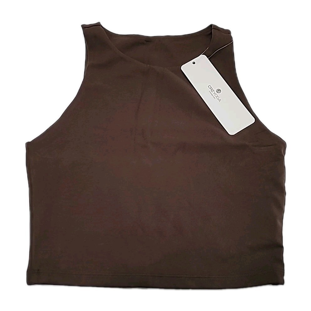 CRZ YOGA Double-Lined Cropped Tank Top, Butterluxe Brown, Size S (4/6)