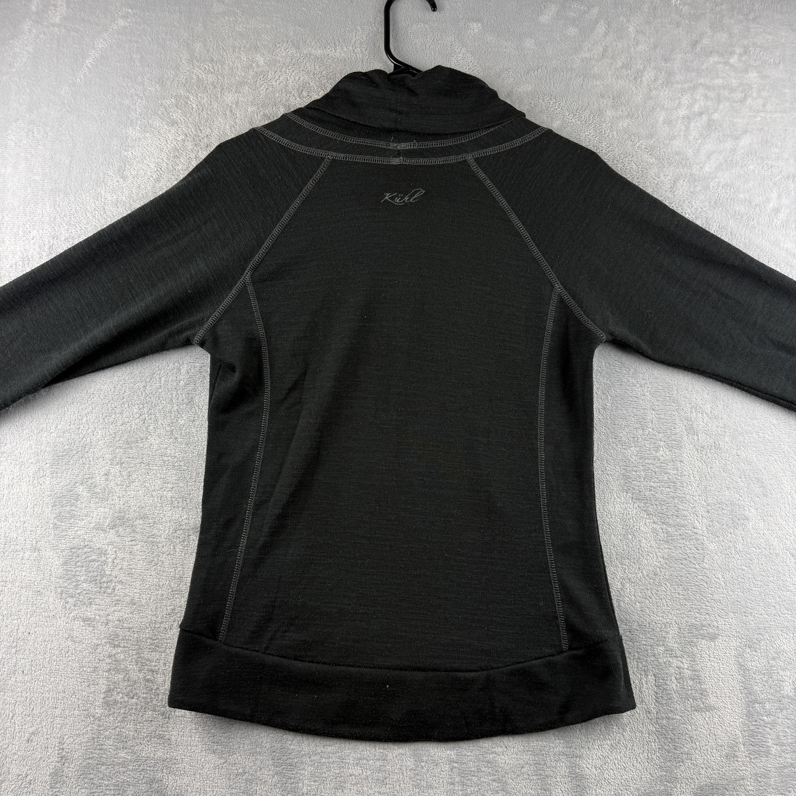Kuhl Pullover Womens Medium Gray Cowl Neck Knit Sweatshirt Pockets Stretch