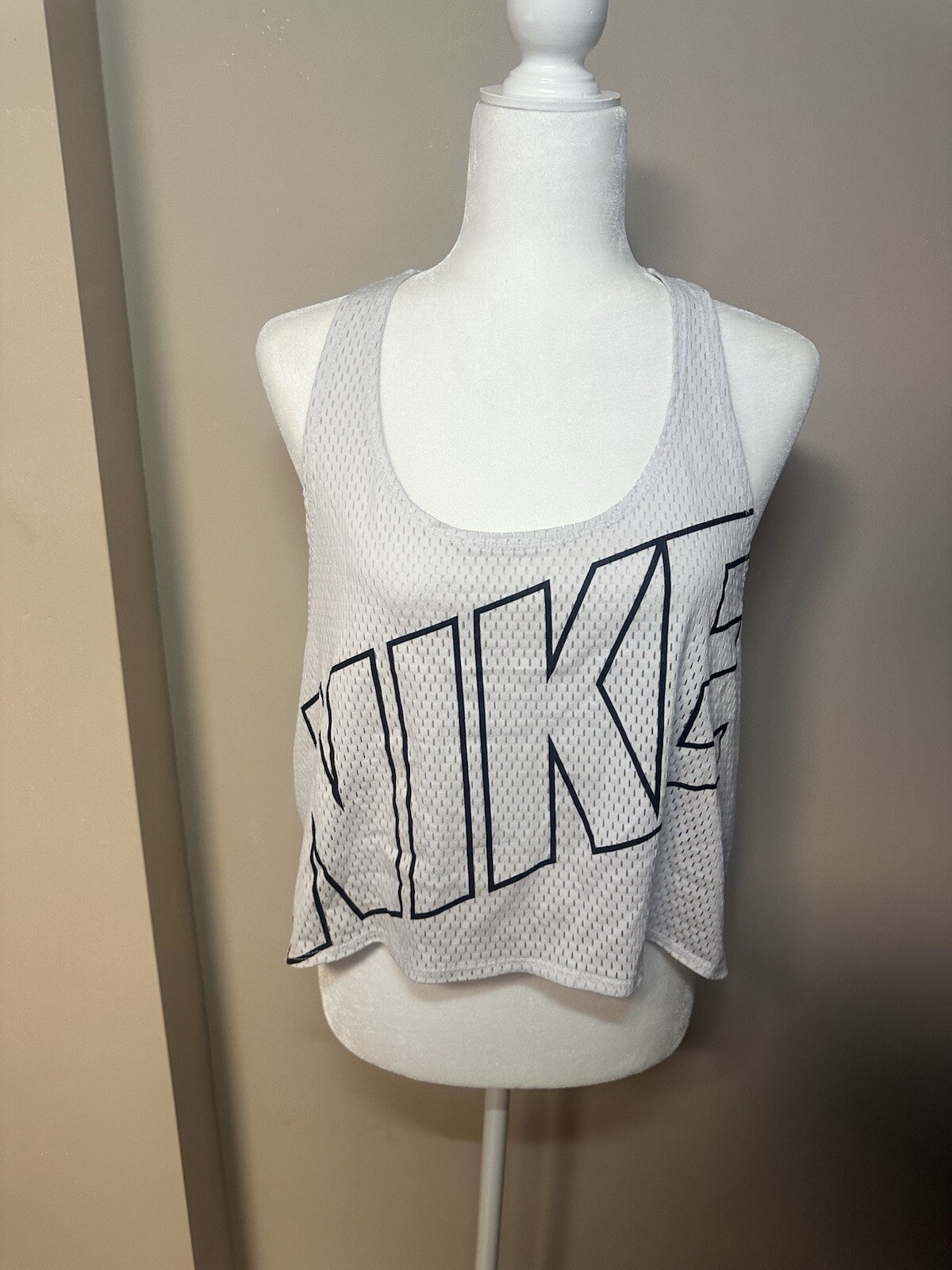 Nike Logo Mesh Racerback Cropped Top Workout Athletic Women Size Large