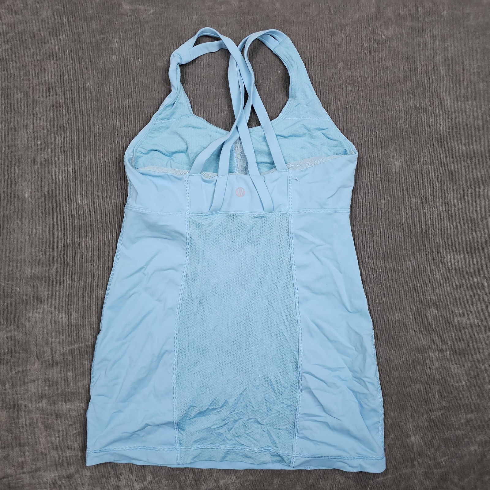 Lululemon Tank Top Womens 2 Blue Strappy Built In Bra Athletic Yoga Gym