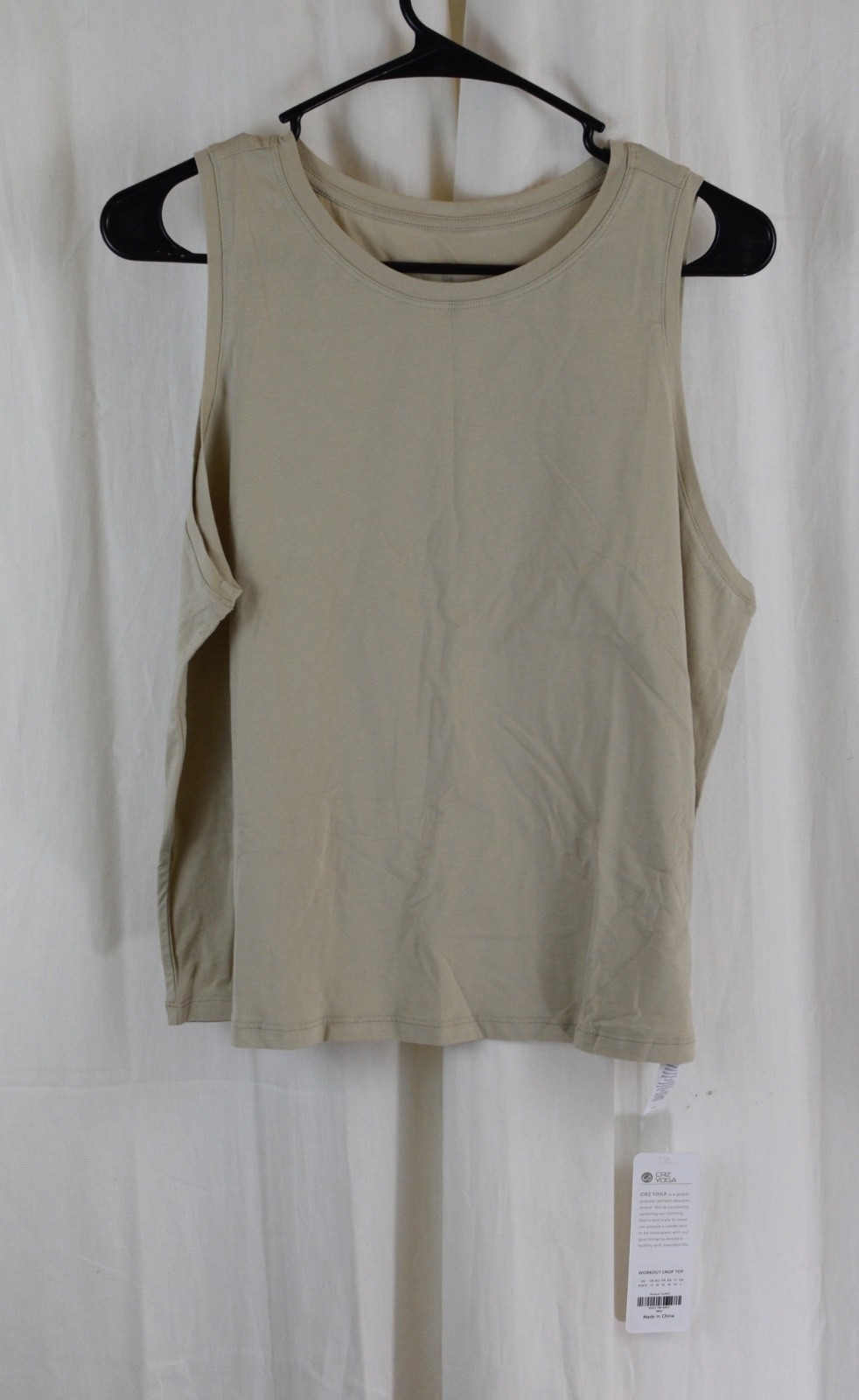 CRZ YOGA Womens High Neck Cropped Tank Tops Tan Size Medium (8/10)