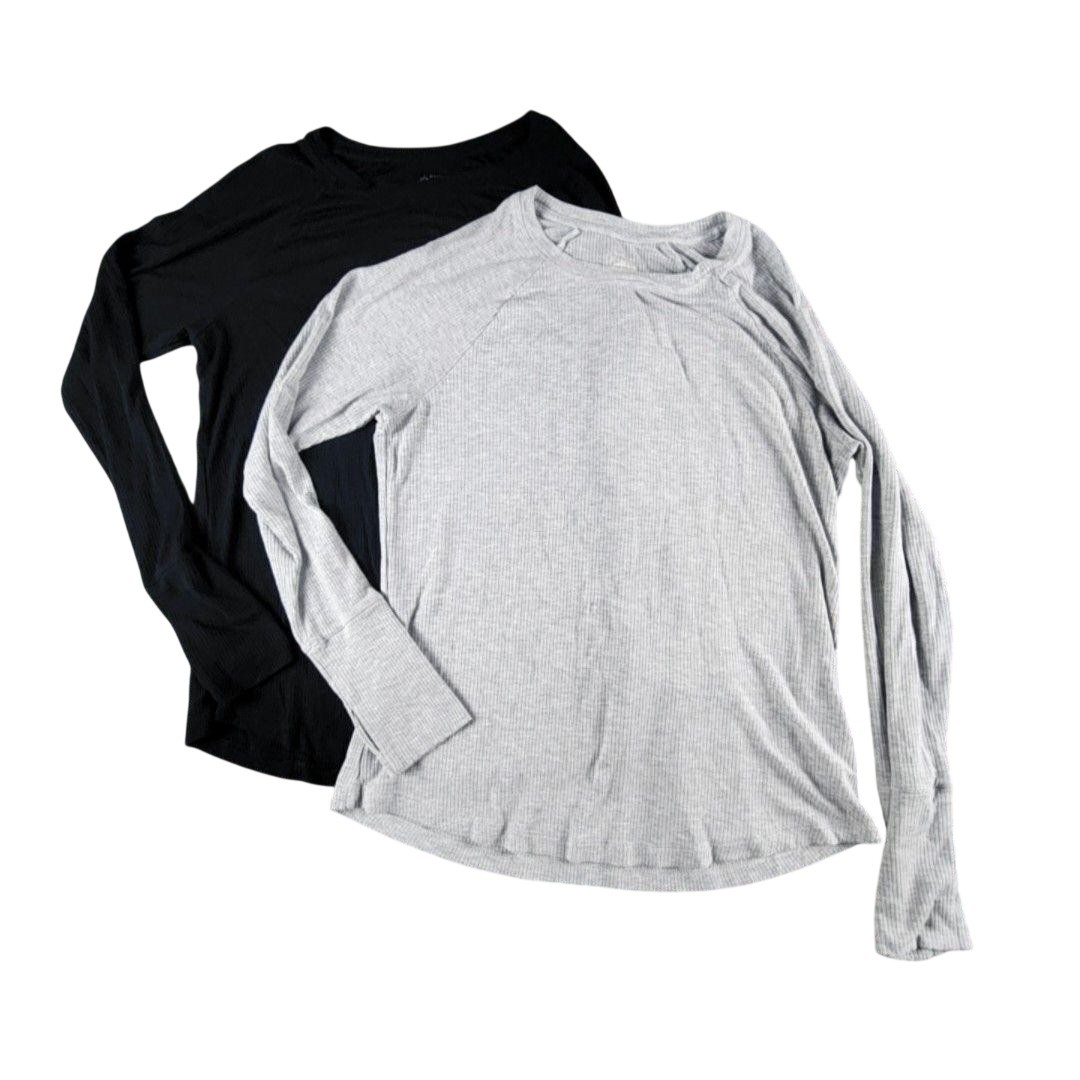 OFFLINE By Aerie Shirts Womens Small Black Gray Long Sleeve Modal Knit 2 Piece