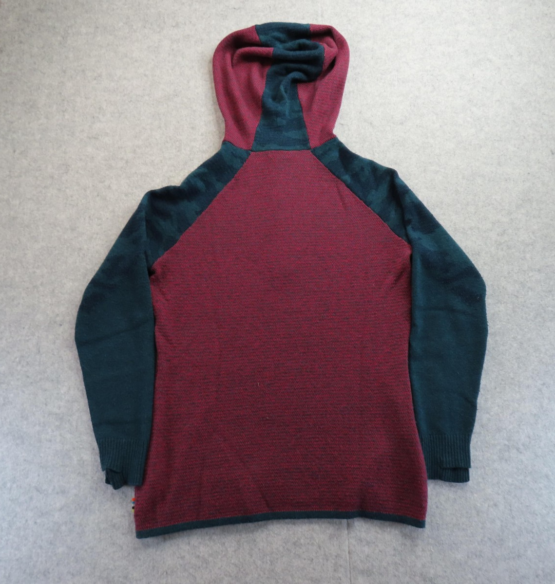 Smartwool Pullover Womens Large Red Camo Hooded 1/4 Zip Merino Wool Knit Top
