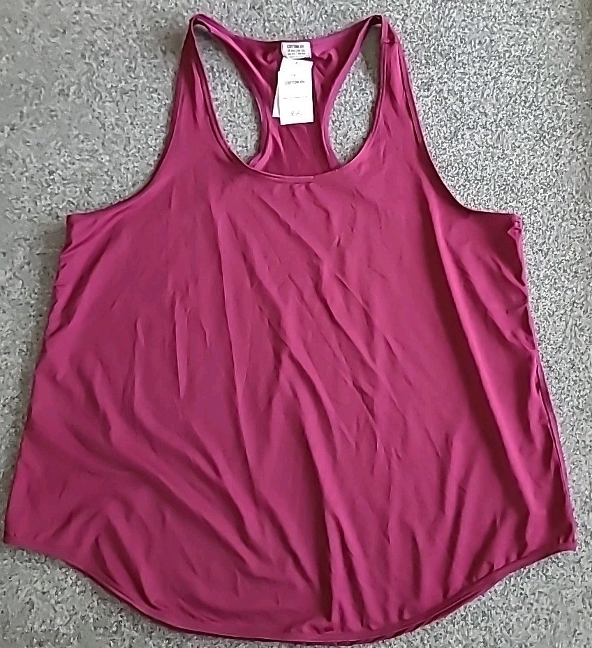 Cotton On Curve Active Training Tank Top Magenta Purple Racerback Size 16 NWT