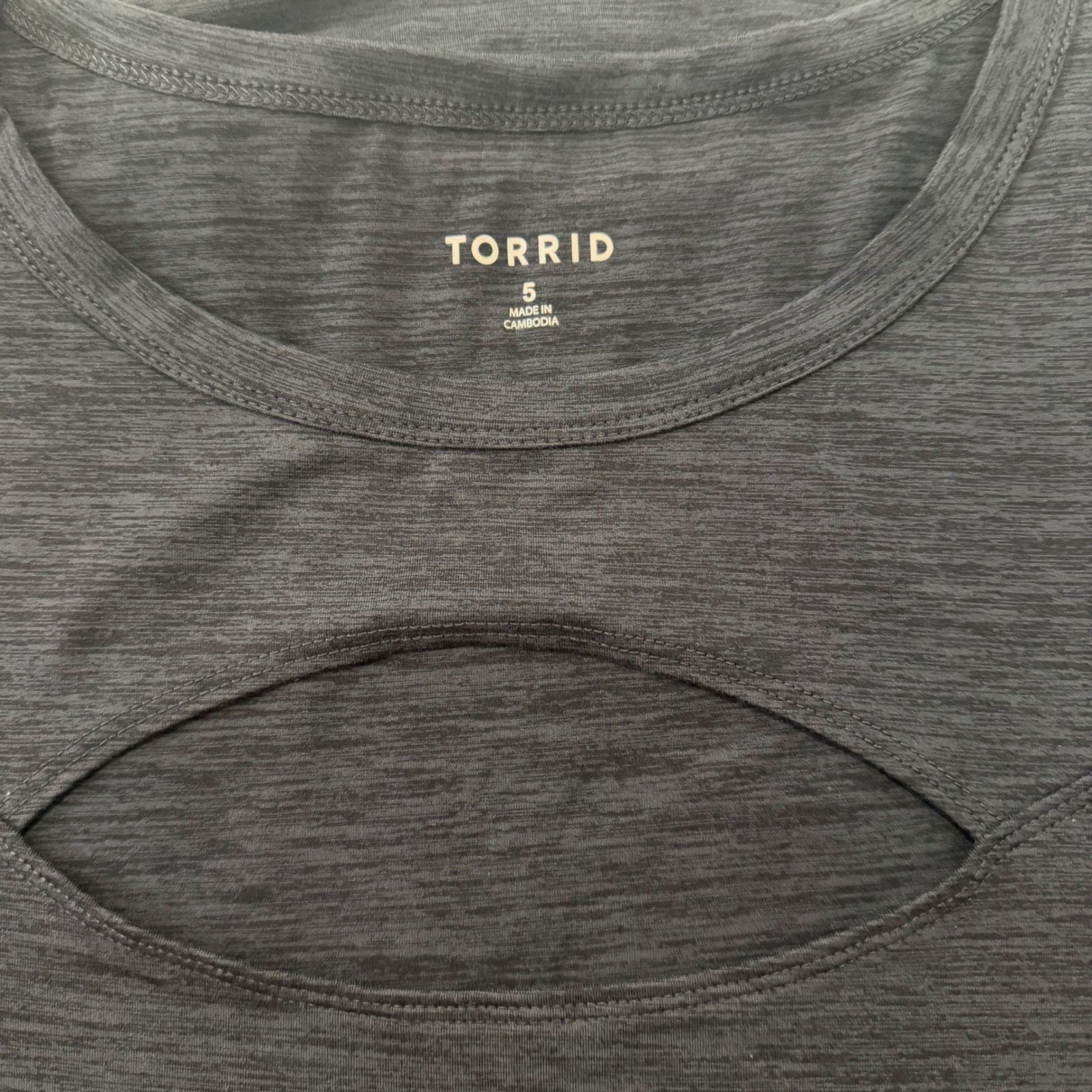Torrid Sz 5 Super Soft Performance Jersey Cut Out Active Tee Phantom Spacedye