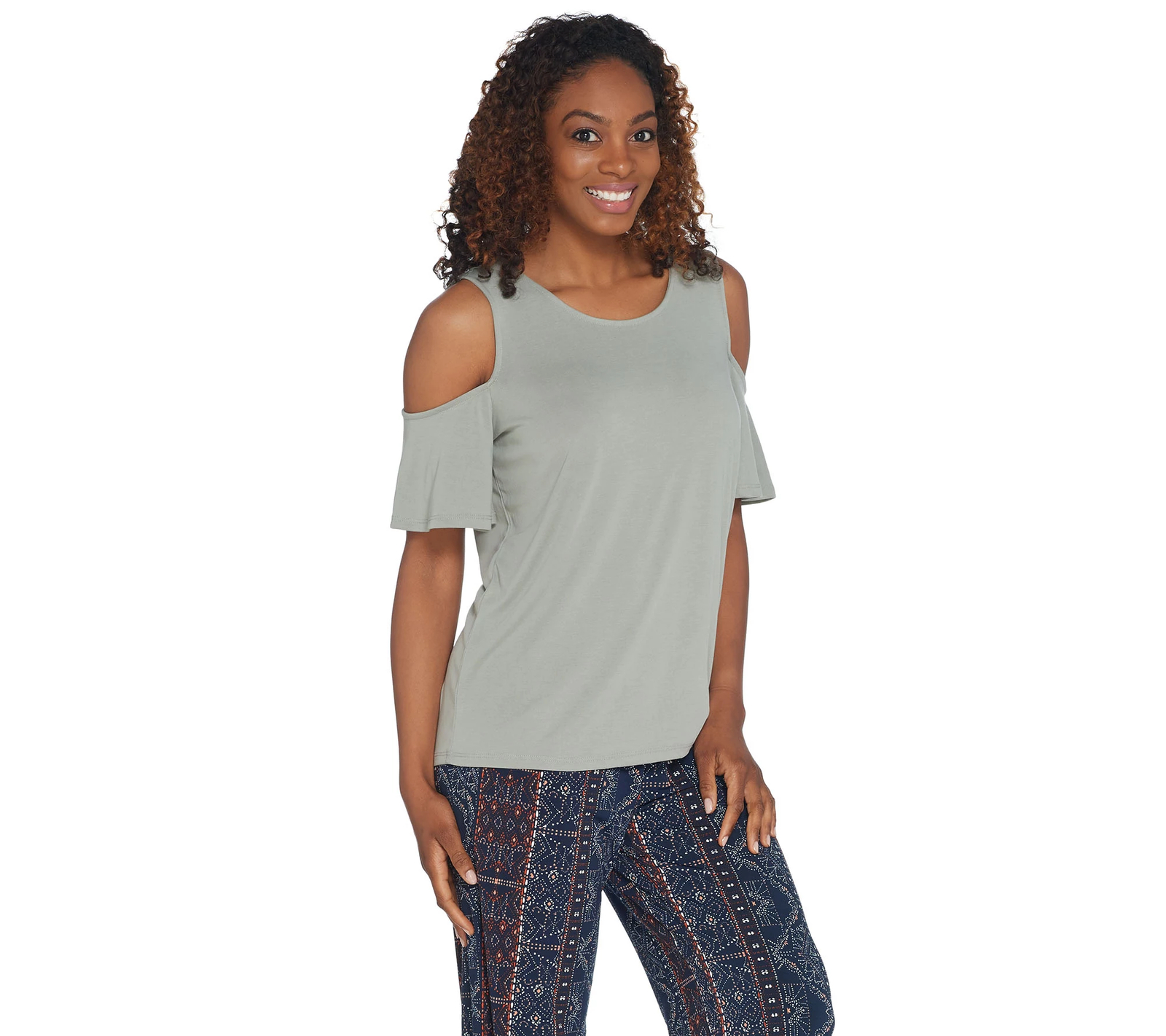 Kelly by Clinton Kelly Cold Shoulder Knit Top – Color: Meadow, Size: L