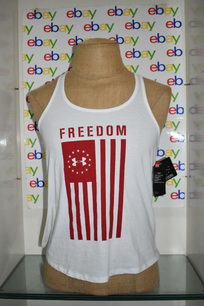 Under Armour Women’s Freedom Flag Collage Tank Top 1357655 100 White/Red NWT