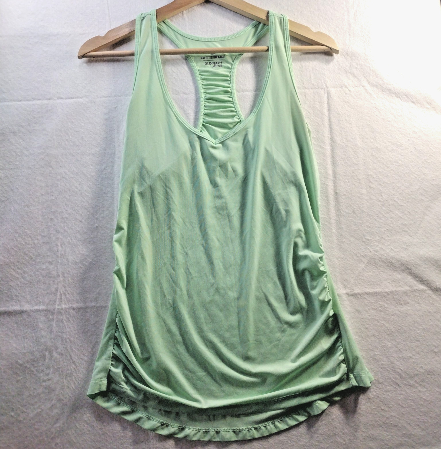 Old Navy Active Womens Athletic Tank Sz S Mint Ruched Sides Racerback Yoga Gym