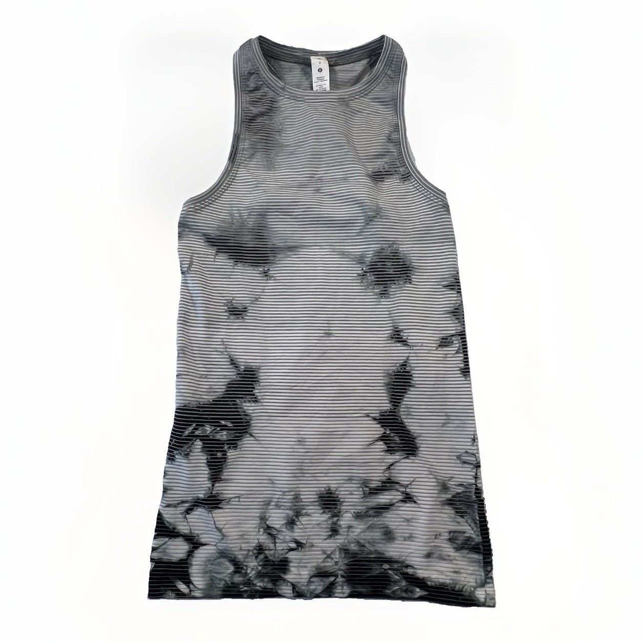 LuLuLemon Swiftly Tech 2.0 Racerback Tank Size 2 Shibori Stripe Graphite Grey