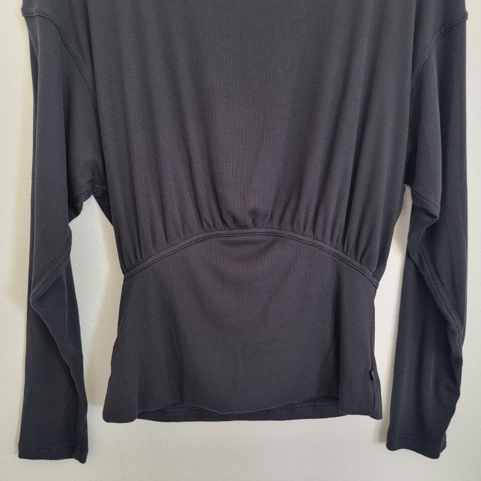 Lululemon Ribbed Modal Silk Blend LongSleeve Top Shirt Yoga Pilates Black W3GEXS