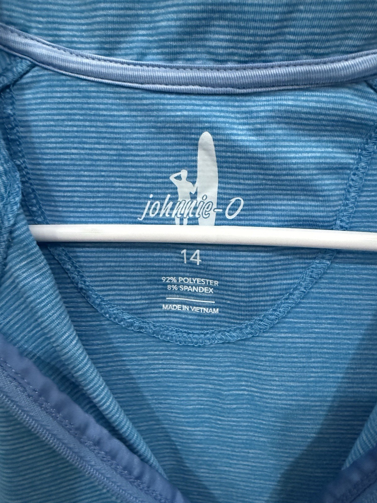 Johnnie-O Pullover 1/4 Zip Performance Golf Top Blue Striped Women’s Size 14