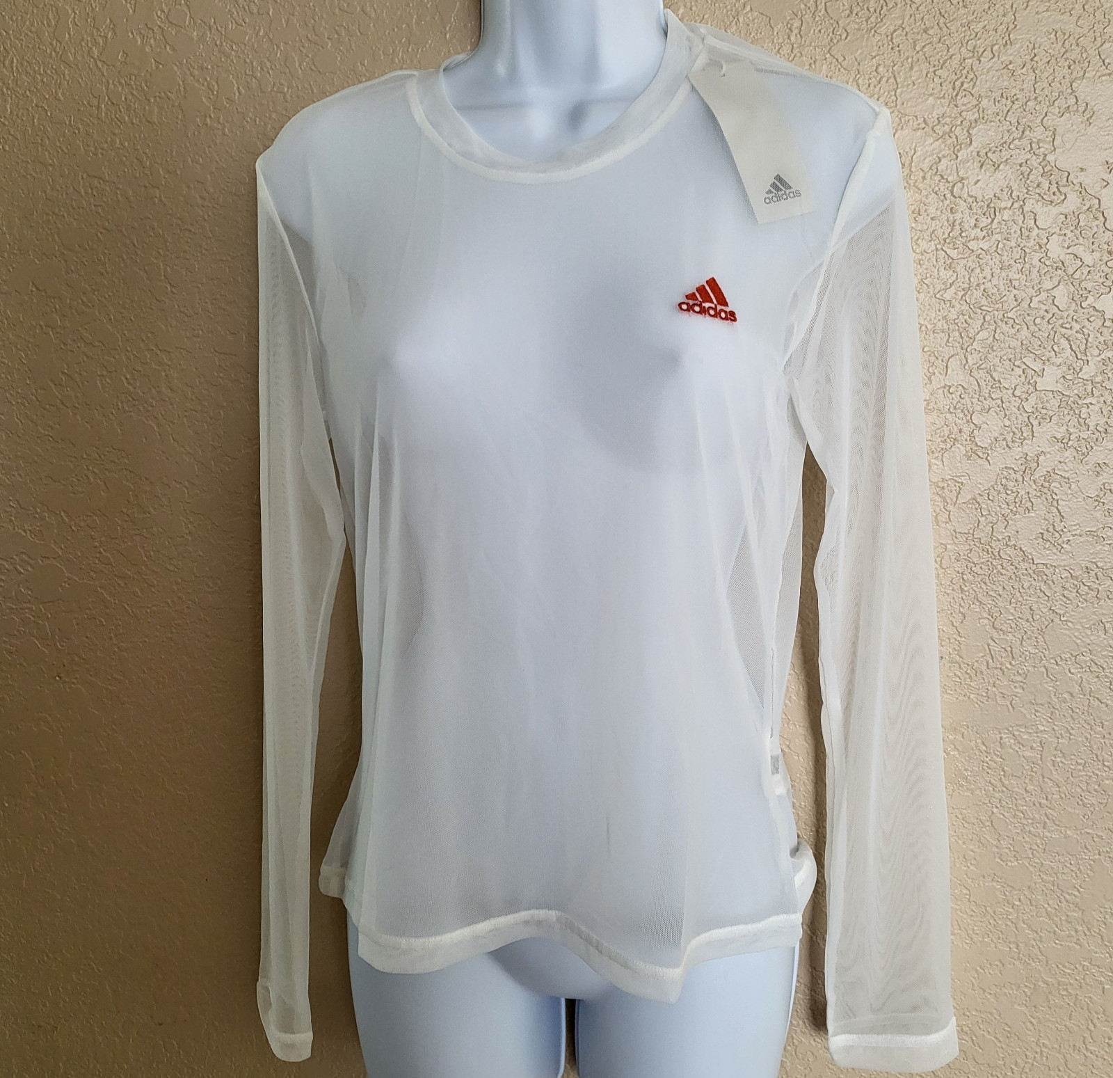 Adidas Mesh Long sleeve t-shirt Top Womens size M White IR9350