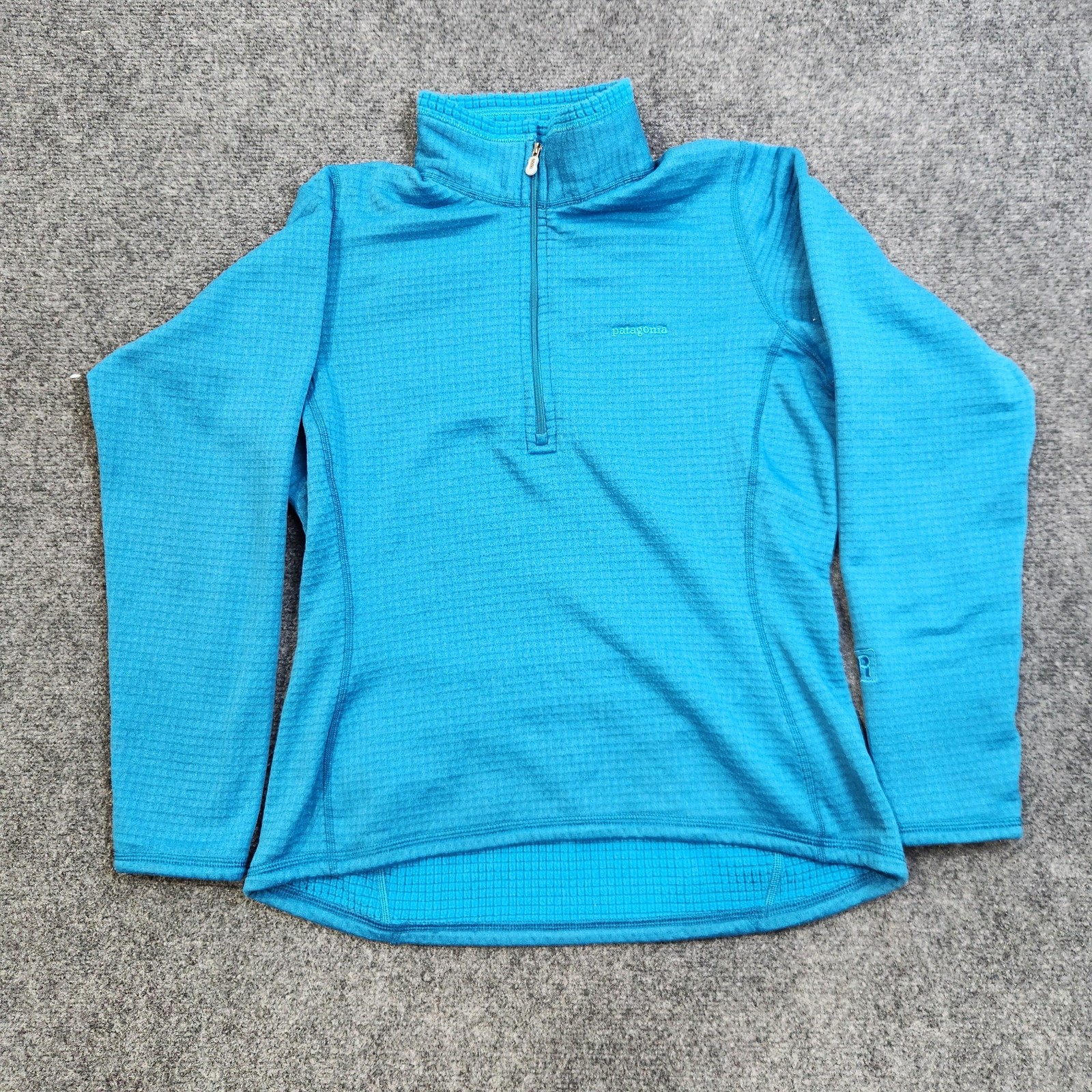 Patagonia R1 Fleece Pullover Womens Medium Blue 1/4 Zip Long Sleeve Base Layer