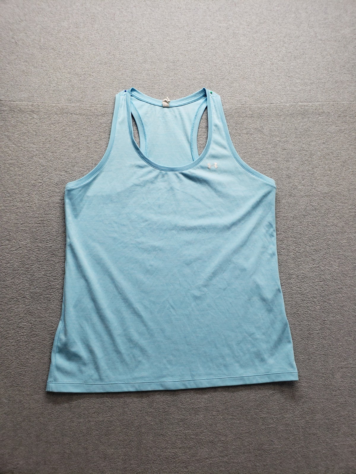 Under Armour Women Tank Top L Blue Round Neck Racerback Pullover Logo Activewear