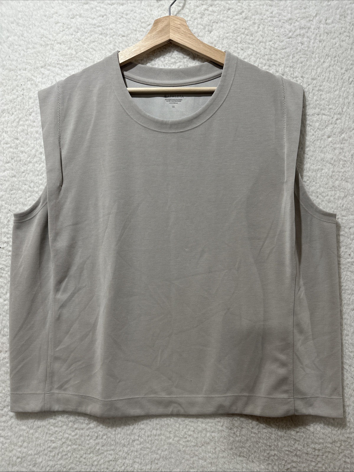 Athleta Seasoft Muscle Tee Tank Top Sweatshirt Tan Women’s Size 2X