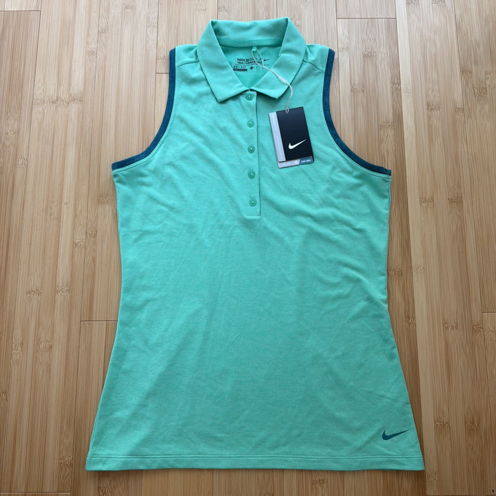 NWT Nike Womens Dri-FIT Sleeveless Golf Polo Green Shirt Size Small 640370-348
