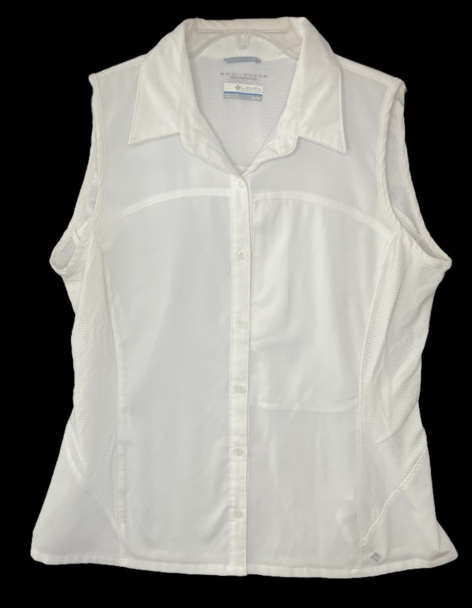 Columbia Omni shade sleeve button down performance top Tank White XL