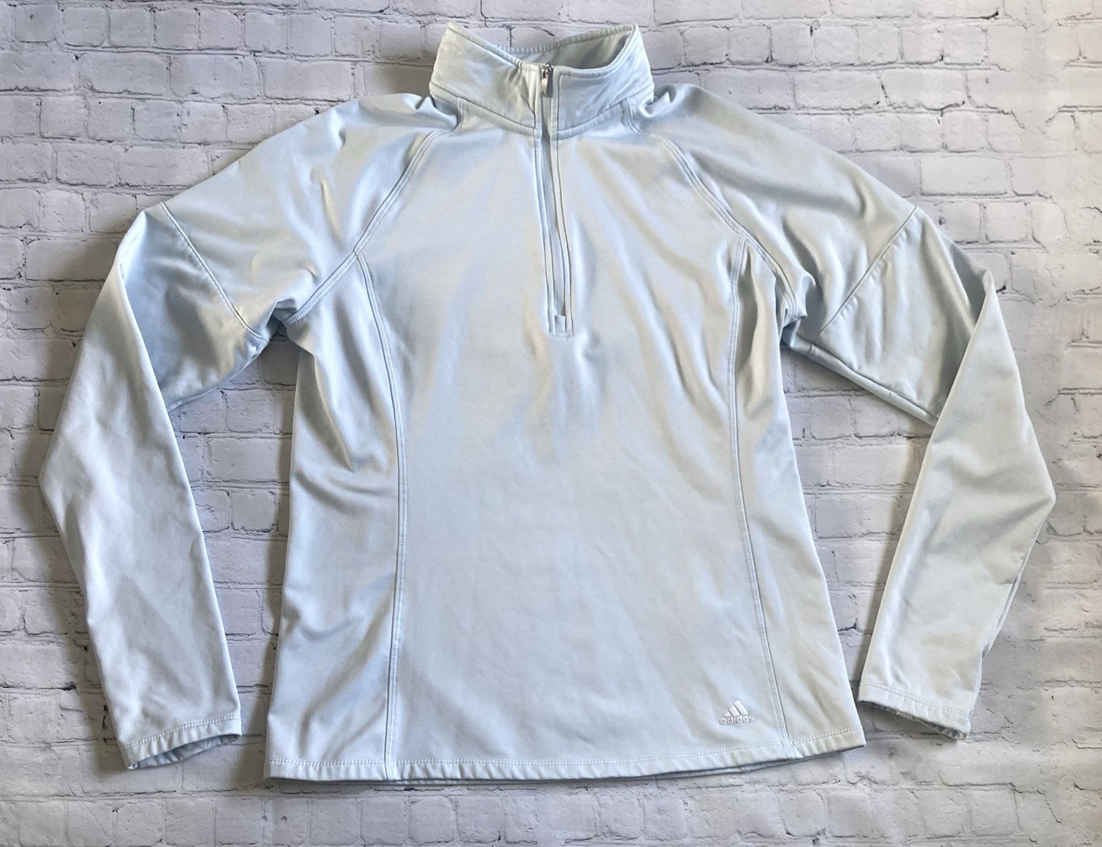 Adidas Golf Shirt Womens Medium Pale Blue 1/4 Zip Pullover Thermal Preformance