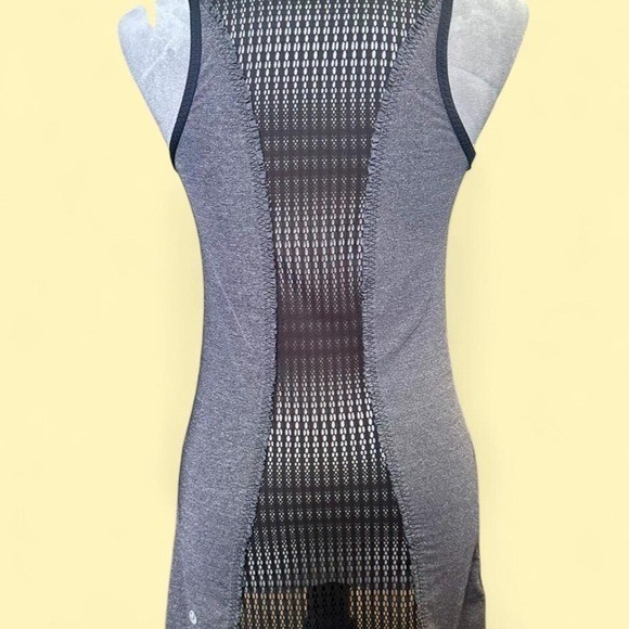 Lululemon Sculpt Tank Heathered Black Grey Mesh Back Extra Long Size 6