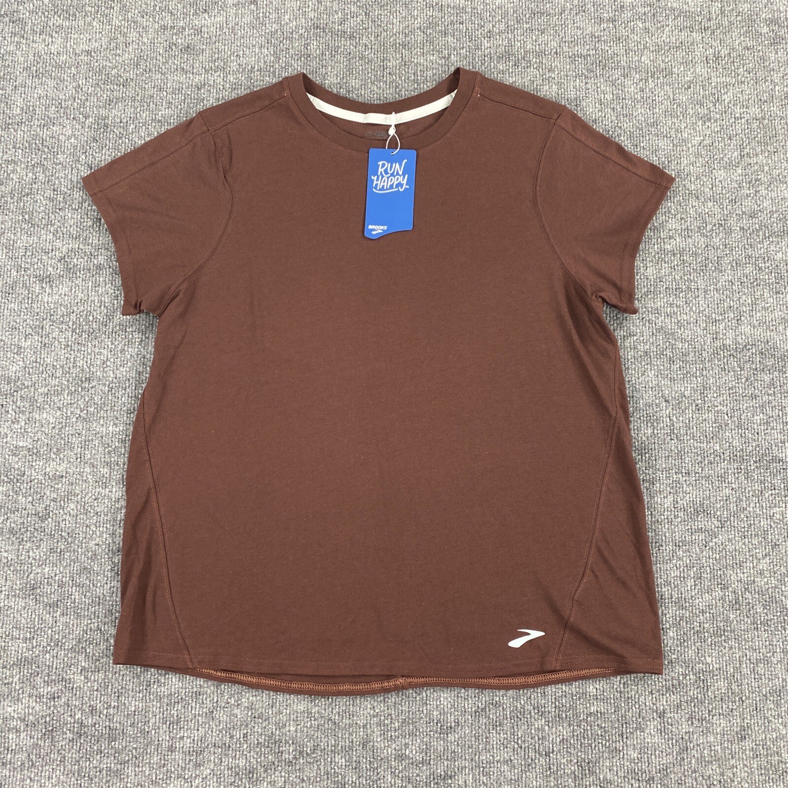 Brooks Womens Distance Running Short Sleeve Shirt Run Raisin Size Large