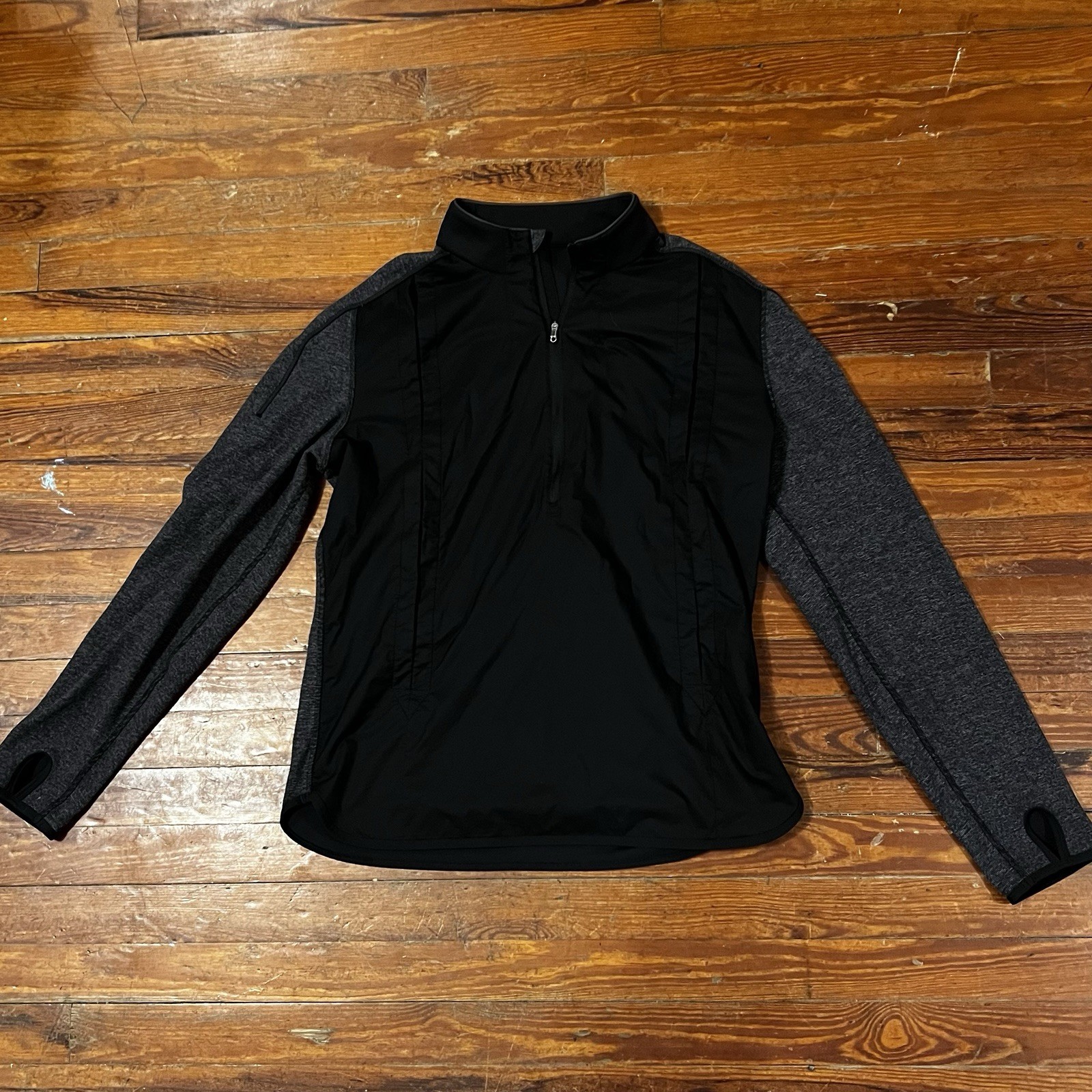 Lululemon Reversible 1/4 Zip Jacket Womens Gray Black Thumbholes Athletic yoga