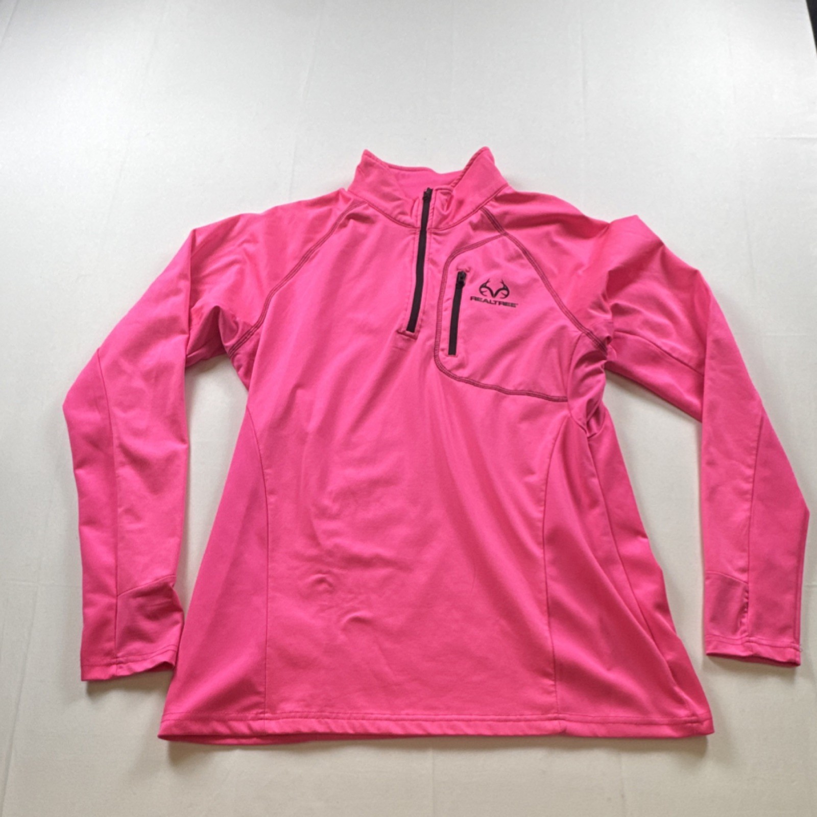 Realtree Women’s Pink 1/4 Zip Long Sleeve Pullover Top Size L 42-44 in