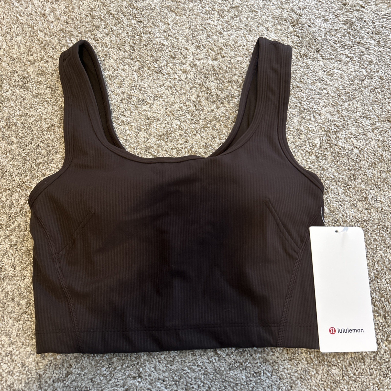 NWT LULULEMON SIZE 4 WUNDER TRAIN SCOOP NECK TANK*RIBBED AUTHENTIC ESPRESSO