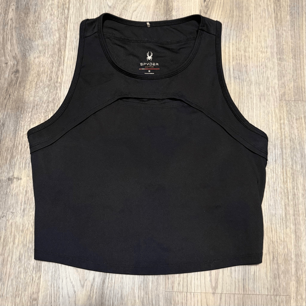Spyder Activewear Cutout Crop Tank Top, built in bra, women’s size Medium